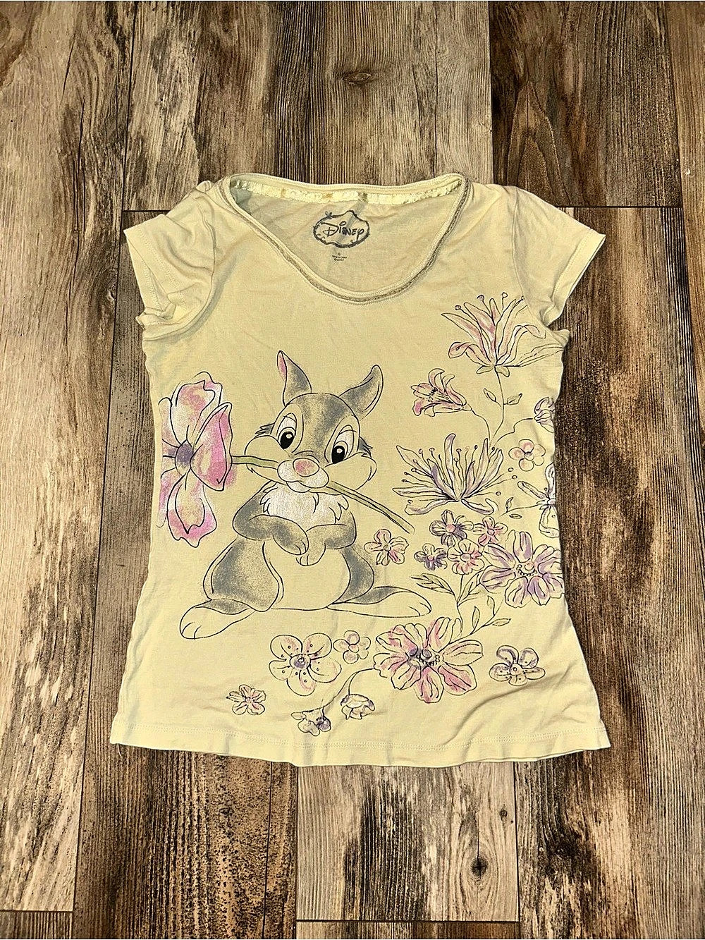 Disney Girls Floral Graphic Tee in Yellow